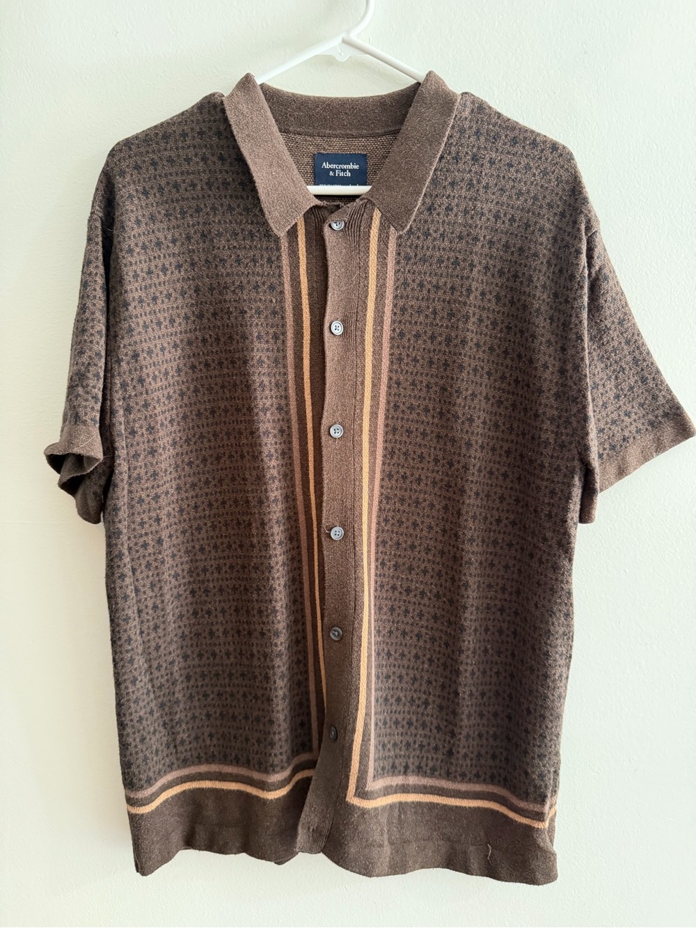 Abercrombie & Fitch Brown Short-Sleeve Button Polo Shirt/Sweater